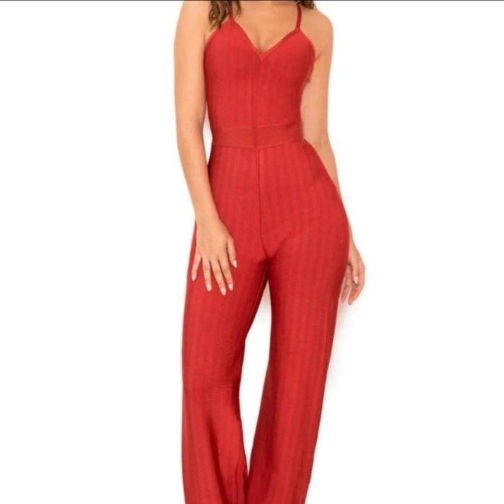 HOUSE OF CB "DEVI" RED BANDAGE JUMPSUIT